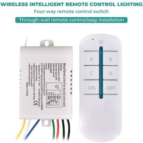 1 Interrupteur Télécommandé, 4 Boutons, Sans Fil, 30m Portée, Plastique Blanc, Intérieur (1/4)