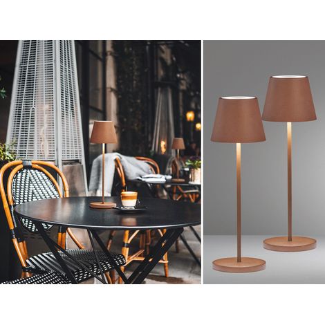 2er SET Akku Tischlampen Rostfarben ohne Kabel mit Ladestation, Höhe 34cm (1/5)
