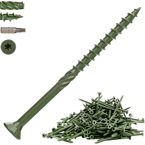 200 Pcs 4.8 x 75mm Vis de Terrasse Vertes Vis à Bois (1/5)