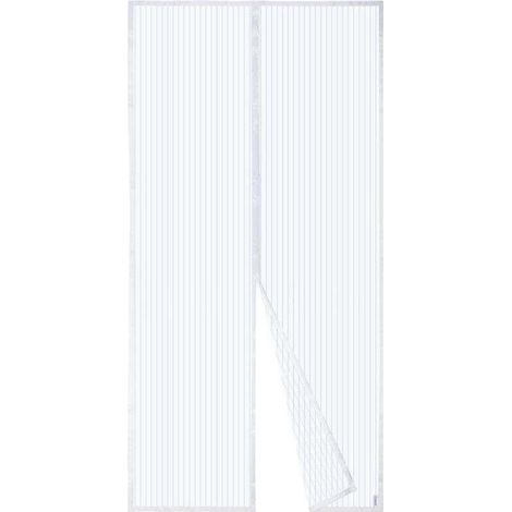 Moustiquaire Magnétique Pour Porte, Rideau en Maille, Joint Magnétique de Haut en Bas avec Fermeture Automatique, Maintient l'air frais à l'intérieur (120x220cm, Blanc)