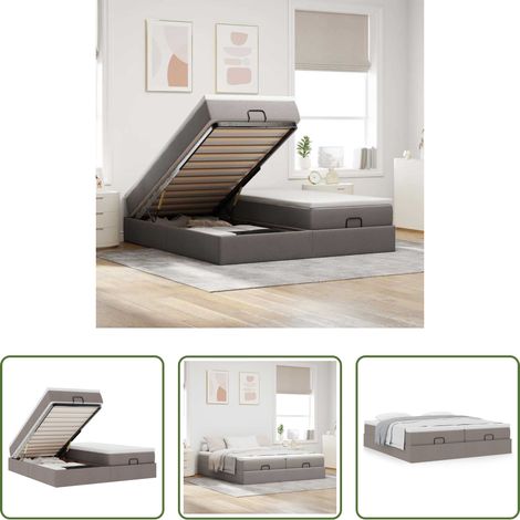 vidaXL Taschenfederkern - Ottoman-Bett mit Matratzen Taupe 180x200 cm Stoff (1/5)