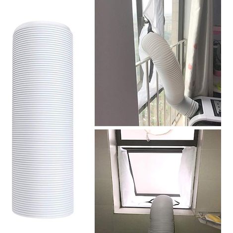 Tuyau de Climatiseur Universel en PP et Fil D'acier - D'évacuation D'air et de Chaleur, Pliable et Extensible Dans le Sens des Aiguilles D'une Montre (15cmx2M) (1/4)
