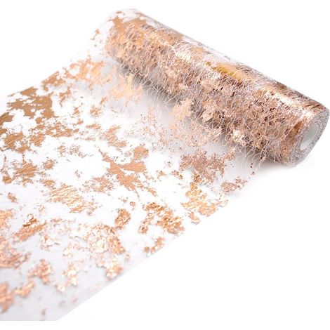 5 Meter langer und 28 Zentimeter breiter Tischläufer aus roségoldenem Blattgold, ideal für Partys, Hochzeiten und andere Tischdekorationen.