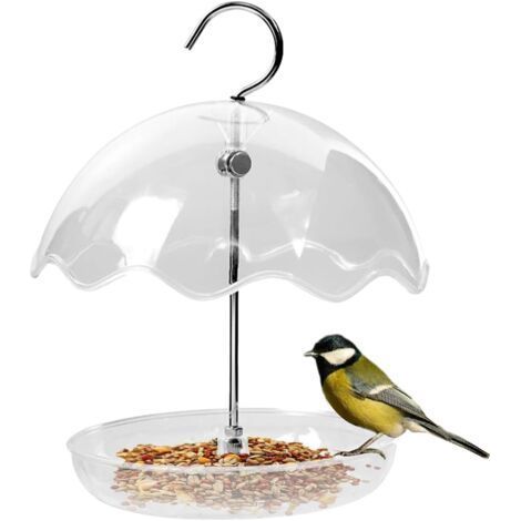 Mangeoire à Oiseaux Transparente Station Décorative À Design Ouvert Réservoir Transparent Décoratif pour Nourrir Les Oiseaux,pour Jardin, Balcon (1/5)