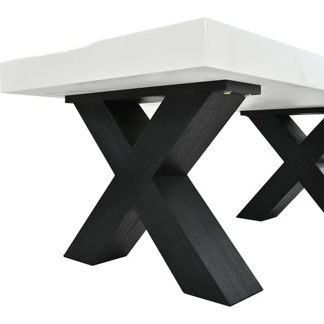 Table basse rectangulaire MDF blanc noir 100x50x40 cm (1/5)