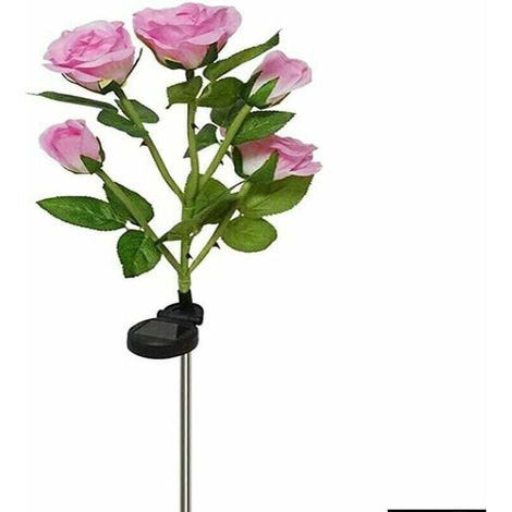 Lampes Solaires À Led En Forme De Roses Artificielles Pour Extérieur, Décoration De Jardin, Cour, Patio, Tombe, Cimetière, Balcon, Décoration De Noël – Rose (1/4)