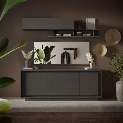 Buffet bas contemporain 4 portes gris anthracite YORI (1/5)