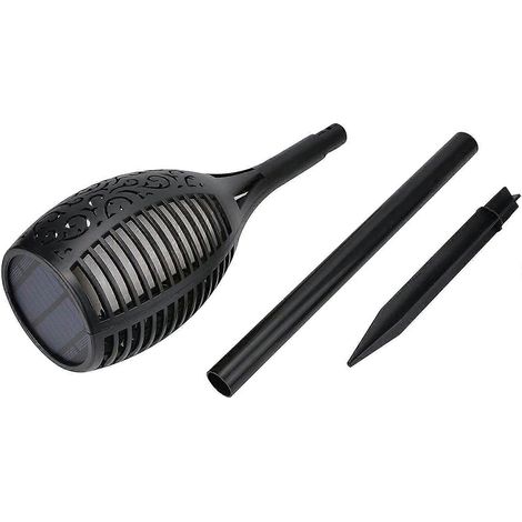 Lot de 4 lampes torches solaires à flamme vacillante pour éclairage extérieur de chemin, jardin, allée, terrasse, trottoir. (1/5)