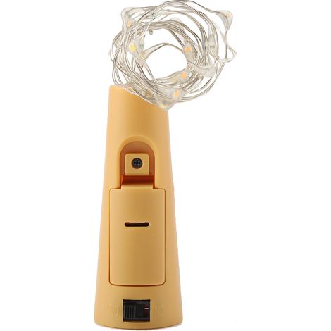 Lot de 2 guirlandes lumineuses en forme de bouchon de liège, lampes LED féériques pour bouteilles de vin, à piles, à monter soi-même (blanches) (1/5)