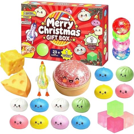 Calendrier de l'Avent Souple Boulettes de Noël, 24 Jours de Dumpling Squishies Calendrier de Compte à Rebours, Mini Dumpling Souple Surprise Cadeaux à Glisser dans les Chaussettes de Noël