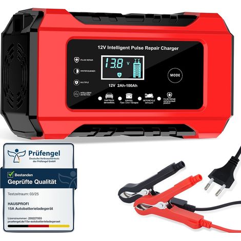 Chargeur de batterie de voiture 12 V 6 A avec fonction de réparation et mode hiver, chargeur de maintien pour voiture, moto, AGM, batterie gel (1/5)