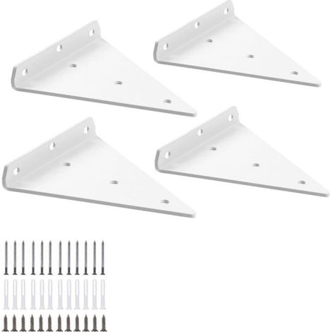 Support triangulaire, 13 x 16,5 x 16,5 cm, support d'étagère flottant, support d'étagère dissimulé, 4 pièces, blanc (1/4)