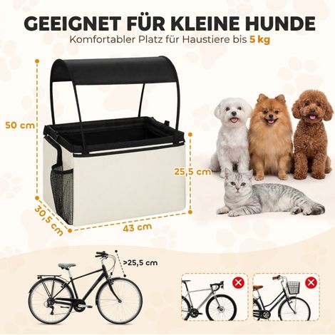 Panier pour chien à vélo, fixation avant, panier portable 2 en 1 avec auvent, laisse de sécurité, bandoulière, poches latérales, capacité de 5 kg (1/5)