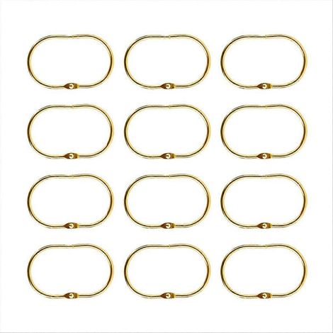 Lot de 12 anneaux de suspension ovales dorés pour rideau de douche (1/5)