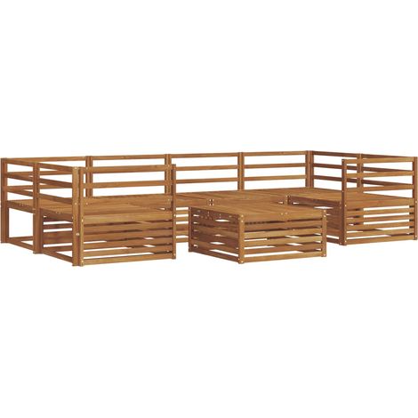 Ensemble de canapés d'extérieur 7 pcs Salon de jardin Naturel (1/5)
