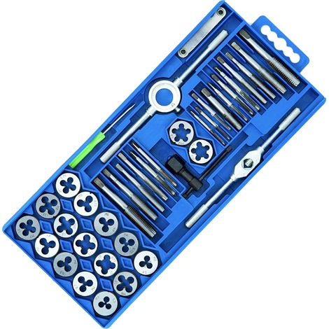 40-teiliges Gewindebohrer- und Locher-Set, metrisches Werkzeugset aus legiertem Stahl, Profi-Set, Gewindeschneider, Gewindebohrer mit Aufbewahrungskoffer (40 Stück)