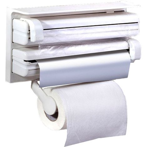 870592 Dispensador de pared TRIPLE papel aluminio especias film color BLANCO