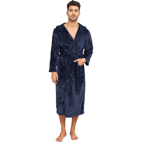 Peignoir de Bain Homme100% Coton avec Capuche Taille L (1/4)