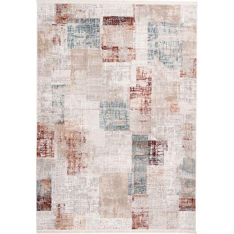 Tapis Vintage à Franges "Akropolis IV" Gris & Rose 200 x 300 cm (1/4)