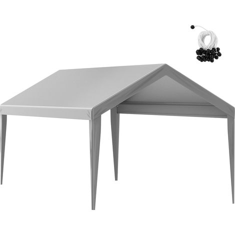 Abri de voiture toile de remplacement 6100x3040 mm, bâche résistante imperméable et anti-UV, installation facile avec tendeurs, gris (couverture seule, sans structure). (1/5)