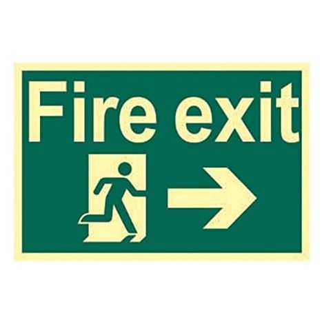Scan Fire Exit Running Man Arrow Right - 300 x 200mm (1/2)