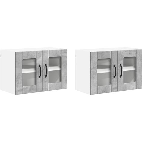 Maison Exclusive - Armario de vidrio para pared LUCCA 2 pcs Gris