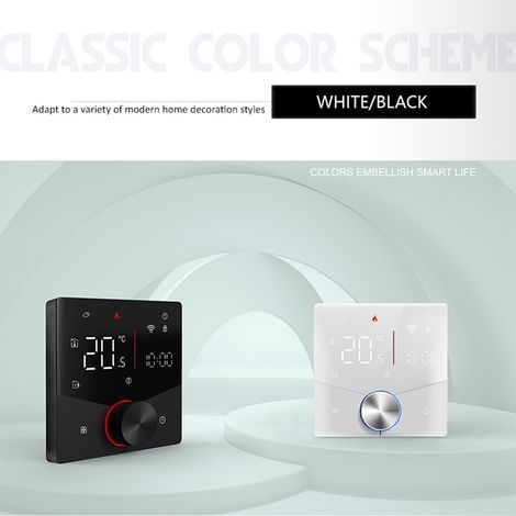 Thermostat intelligent Tuya WiFi, commande vocale, numérique, programmable, hebdomadaire, avec bouton de contrôle de température et lumière variable pour chauffage électrique, compatible avec T