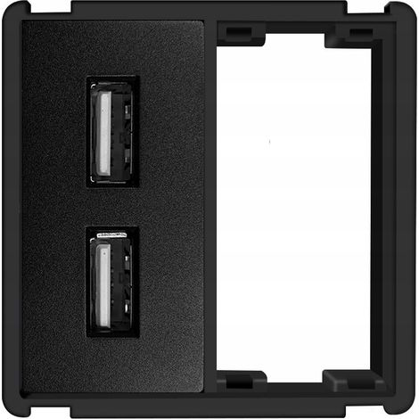 Módulo de zócalo negro USB 2x 2,4A sistema RTX SH (1/3)