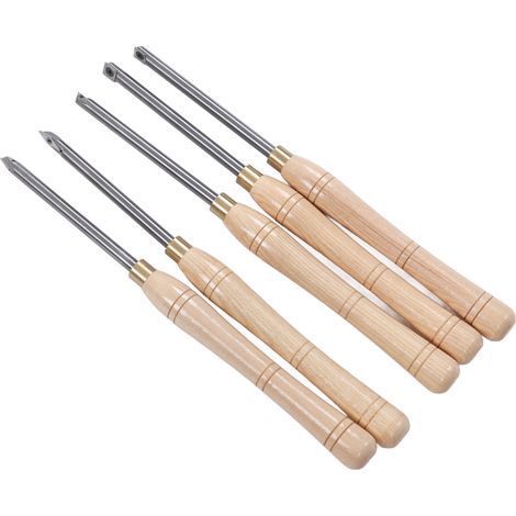 Ensemble de 5 outils de tournage sur bois : ciseau en carbure avec manche en bois pleine grandeur. (1/5)