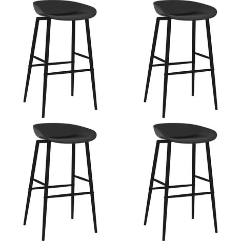 Taburetes de bar x4 tronas de diseño sencillo en PP y metal negro DEC029423