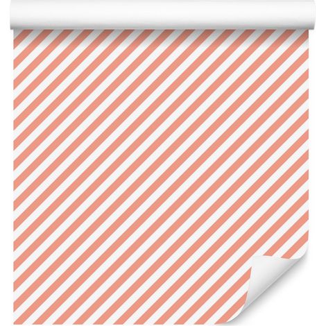 Papier peint Corail et rayures corail, détails raffinés pour salon et chambre 50x1000 cm (1/5)