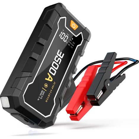 Démarreur de voiture (10000mAh) (12V), adapté aux véhicules essence/diesel, prend en charge la charge sans fil et l'éclairage. (1/5)