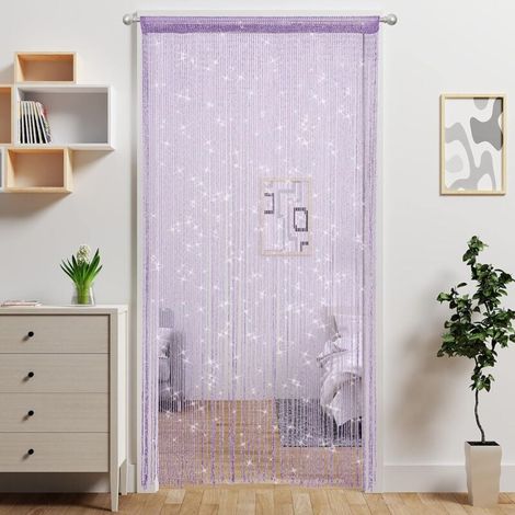 String Door Curtain, Door Beads Room Divider Beaded Decoration Panel Glitter Fringe Door Window Sequin Sheer Boho Tassel Door Curtain (Purple) MUMU