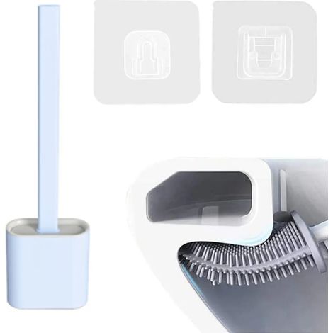 Cepillo de inodoro de silicona, cepillo de inodoro flexible para baño, secado rápido con soporte colgante o de pie (1/5)