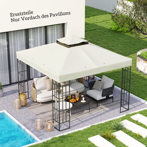 Toiture de remplacement 3 x 3 m pour tonnelle. bâche de remplacement avec trous de drainage. protection solaire UPF 30+. gris clair