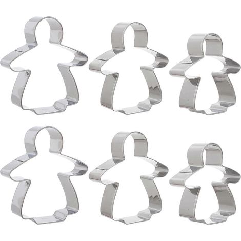 Lot de 6 emporte-pièces pour biscuits de Noël en forme de bonhomme en pain d'épice - Outils de pâtisserie à faire soi-même-10.5X9.5X2.5CM-Silver