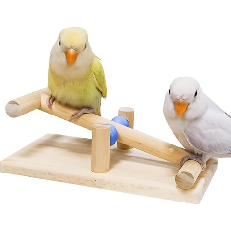 Balancelle en Bois pour Oiseaux de Table, Jouet d'Équilibre pour Perroquets, Perruches, Calopsittes et Inséparables (1/5)