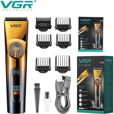 Tondeuse à cheveux électrique étanche avec affichage numérique et haute puissance. (1/4)