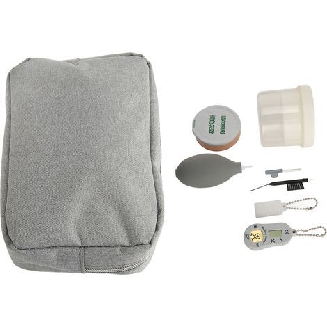Kit de Nettoyage pour Prothèses Auditives, Nettoyant Cire d'Oreille Gris, Brosse et Outils d'Entretien Durables (1/5)