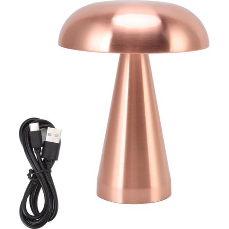 Ortviai Lampe de table champignon en cuivre – design industriel minimaliste, rechargeable avec variateur tactile 3 températures (1/5)