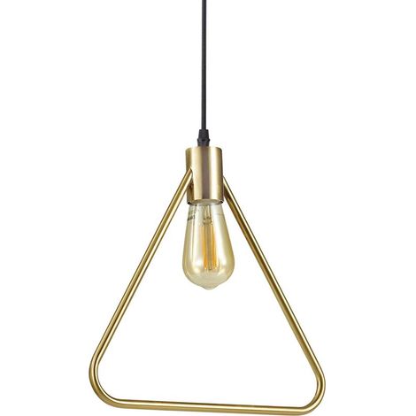 Sospensione Moderna Abc Metallo Ottone 1 Luce E27 Diffusore Triangolare