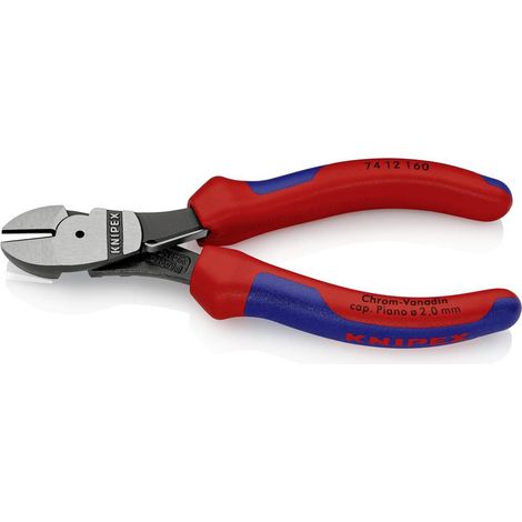 KNIPEX 74 12 160 Tronchese laterale per meccanica tipo "forte" con manici multicomponente atramentata nera 160 mm
