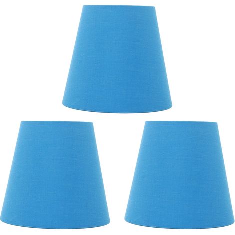 Lot de 3 abat-jour en tissu E14 innovants, style rétro bleu, avec cache-poussière intégré pour lampe de chevet. (1/5)