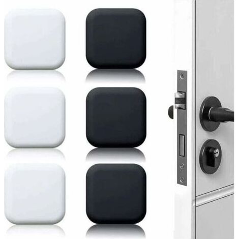 Butée de porte murale blanche/noire 45 mm x 45 mm, lot de 6, butées de porte en caoutchouc auto-adhésives, butées de poignée de porte, butées murales pour poignées de porte contre butées de porte (1/4)
