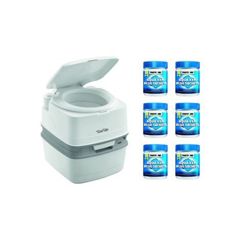 PACK THETFORD Toilette Portable 100% Autonome 21 Litres + 6x15 Sachets Traitement des Matières Camping car (1/3)