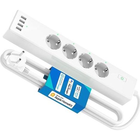 TAISHENGDA Smart Power Strip (Typ F), 16A WLAN-Steckdosenleiste, kompatibel mit Apple HomeKit, Alexa und Google Home (4 AC-Steckdosen und 4 USB-Anschlüsse), intelligenter Stecker mit Sprachsteuerung u (1/5)