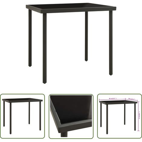 The Living Store Table à dîner d'extérieur Anthracite 80x80x72 cm Verre et acier - Table À Manger Extérieur - Table Jardin - Table Aluminium - Table Verre - Mobilier De Jardin (1/4)