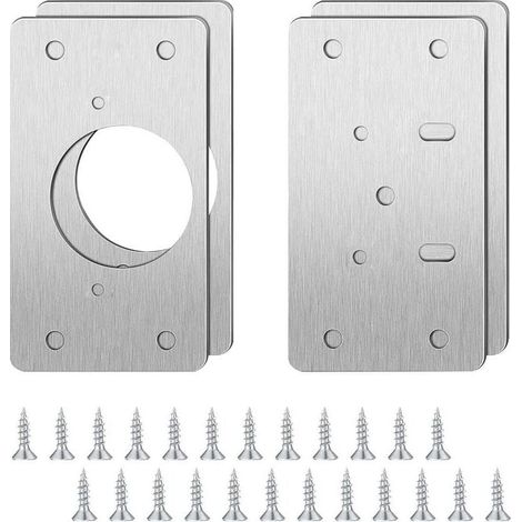 Reparaturplatten-Sets für Scharniere aus Edelstahl, Scharnier-Reparaturhalterungen, Reparaturplatte mit Schrauben und Löchern (1/4)