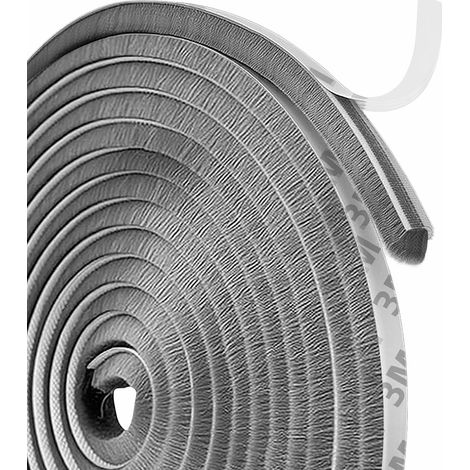 Joint de porte à brosse, autocollant, 9 mm x 9 mm, pour portes, joint inférieur, joint à brosse, boîte pour volets roulants, pare-intempéries pour portes (1/5)