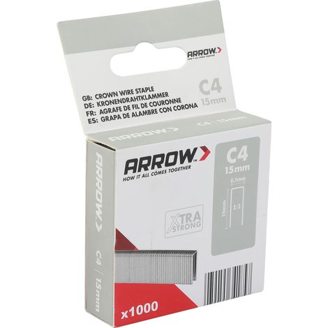 Arrow Tackerklammer Schmalrücken C4 15 mm Profilholz & Paneel 1000 Stück (1/3)
